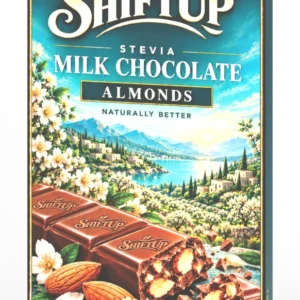 SHIFT UP chocolate almonds — 3D package using approved print artwork
